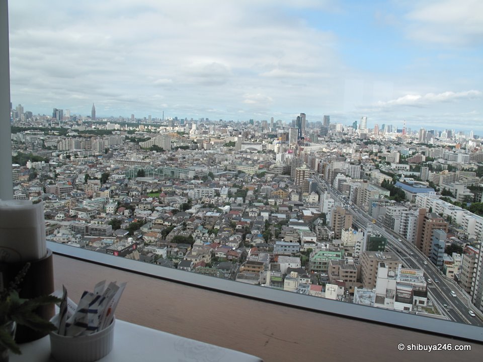 The city seen through a large window