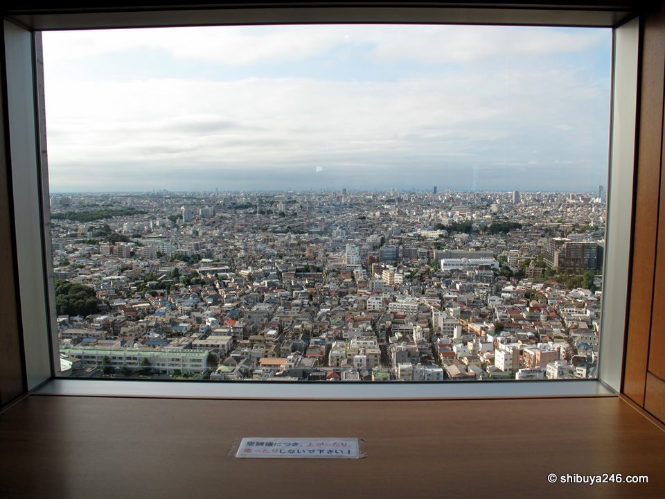 The city framed by a window