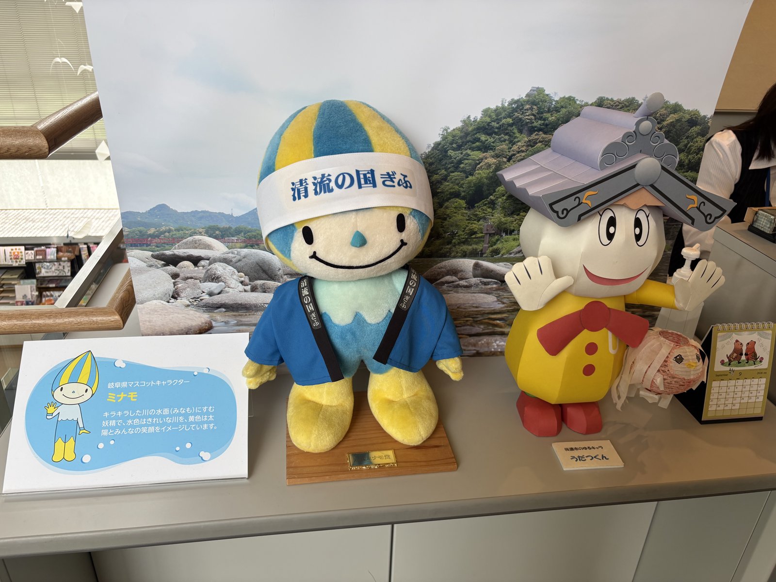 Two mascots side by side on a counter