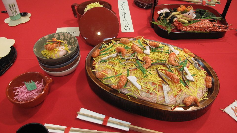 Chirashi Sushi ready for New Year Day made with chirimen.